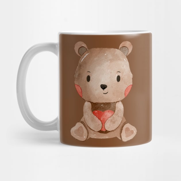 Cute Valentines Day Teddy Bear by MutchiDesign